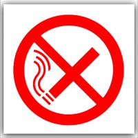 6 x No Smoking Symbol-Red on White with Text,External Self Adhesive Warning Stickers-Bottle Logo-Health and Safety Sign 